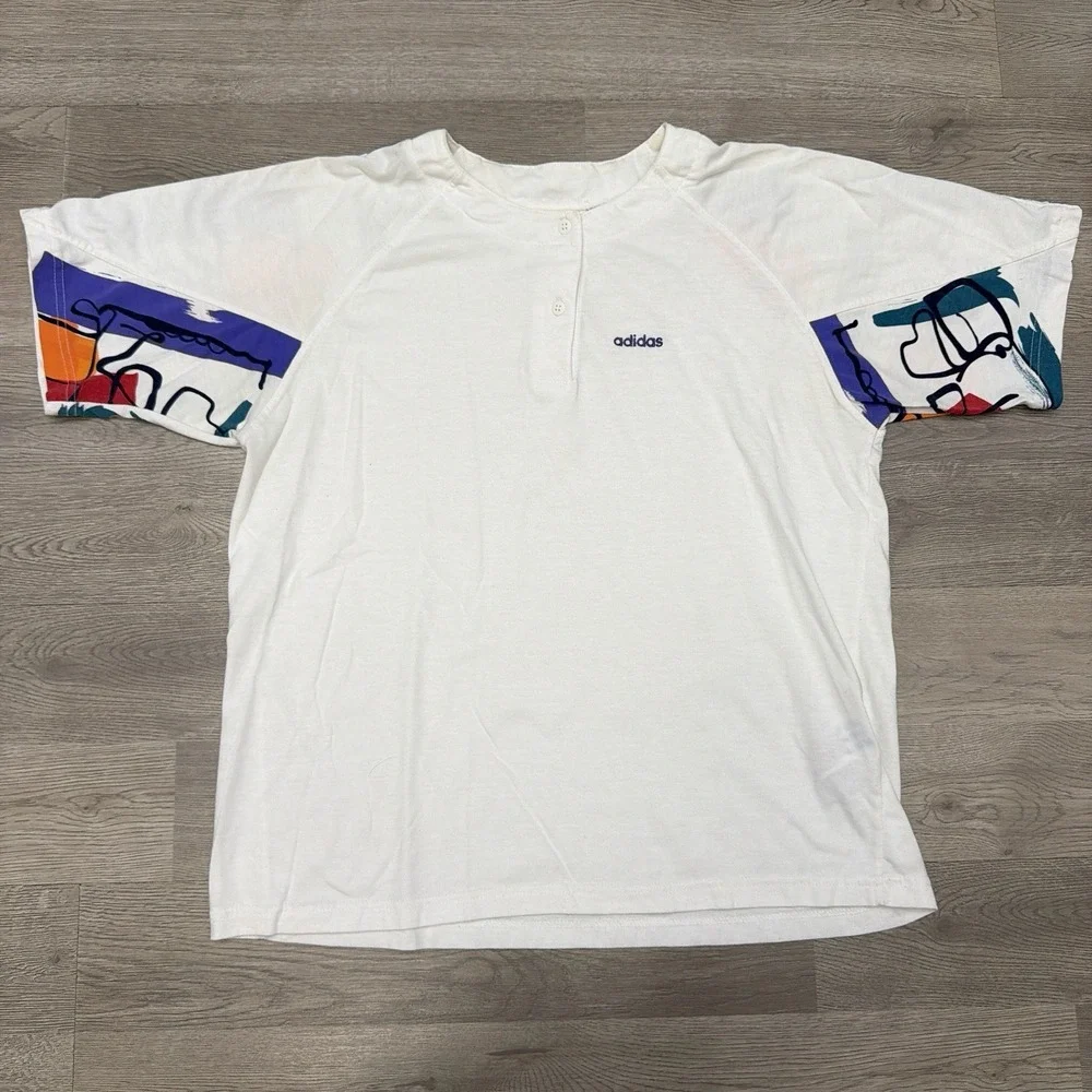 Vintage 90s Adidas Stefan Edberg Tennis Shirt Mens M Abstract Graphic ATP Polo
